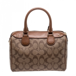 Coach Brown Signature Coated Canvas and Leather Mini Bennett Satchel