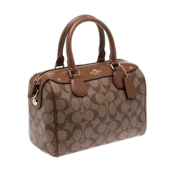 Coach Brown Signature Coated Canvas and Leather Mini Bennett Satchel