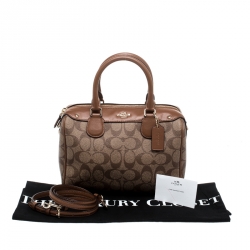 Coach Brown Signature Coated Canvas and Leather Mini Bennett Satchel