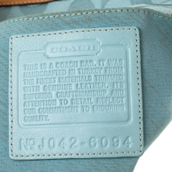 Pre Owned Coach Light Green Signature Canvas and Leather Pochette 