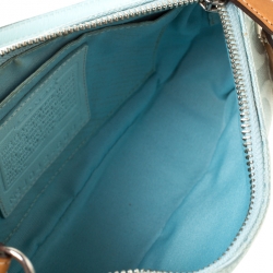 Pre Owned Coach Light Green Signature Canvas and Leather Pochette 