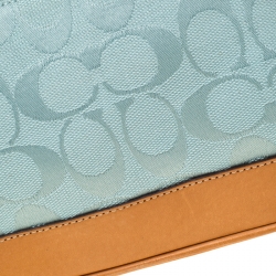 Pre Owned Coach Light Green Signature Canvas and Leather Pochette 
