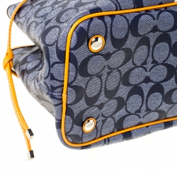 Coach Multicolor Signature Coated Canvas Drawstring Tote