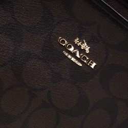 Pre Owned Coach Brown/Black Signature Coated Canvas and Leather Tote