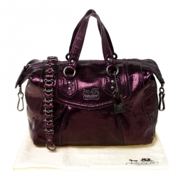 Coach Metallic Purple Shimmering Leather Shoulder Bag