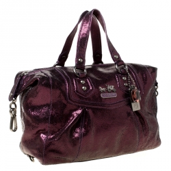 Coach Metallic Purple Shimmering Leather Shoulder Bag