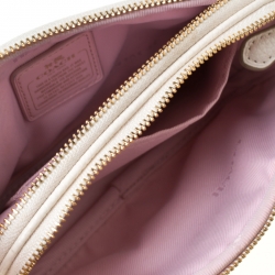 Pre Owned Coach Cream Printed Leather Sadie Crossbody Bag