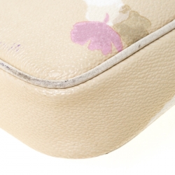 Pre Owned Coach Cream Printed Leather Sadie Crossbody Bag