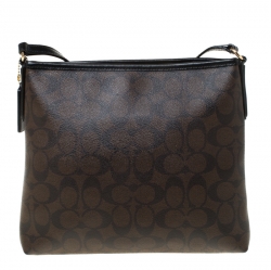 مملوكة مسبقًا Coach Brown/Black Signature Coated Canvas File Crossbody Bag