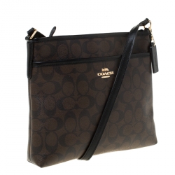 مملوكة مسبقًا Coach Brown/Black Signature Coated Canvas File Crossbody Bag