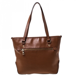 Pre Owned Coach Tan Leather City Zip Shopper Tote