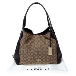 Pre Owned Coach Beige/Brown Signature Canvas and Leather Edie 31 Satchel