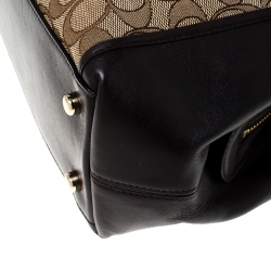 Pre Owned Coach Beige/Brown Signature Canvas and Leather Edie 31 Satchel