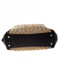 Pre Owned Coach Beige/Brown Signature Canvas and Leather Edie 31 Satchel