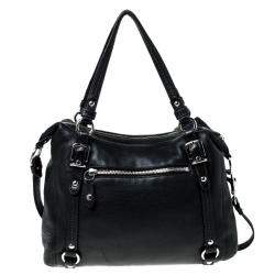 Pre Owned Coach Black Leather Straps Satchel
