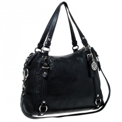 Pre Owned Coach Black Leather Straps Satchel