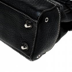 Pre Owned Coach Black Leather Hamptons Braided Satchel