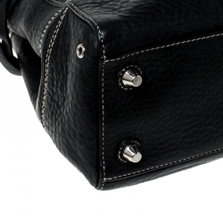 Pre Owned Coach Black Leather Hamptons Braided Satchel