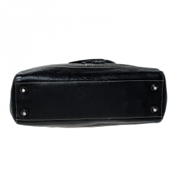 Pre Owned Coach Black Leather Hamptons Braided Satchel