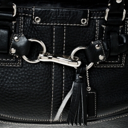 Pre Owned Coach Black Leather Hamptons Braided Satchel