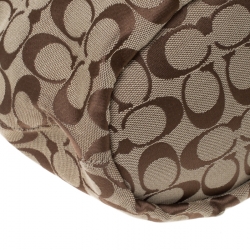 Coach Beige/Brown Signature Canvas and Patent Leather Shoulder Bag
