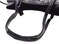 Coach Black Signature Canvas Stripe Shoulder Bag