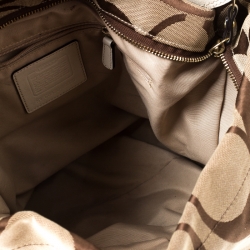 Coach Beige Signature Canvas and Leather Carly Hobo