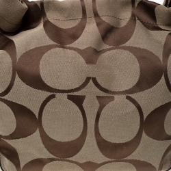 Coach Beige Signature Canvas and Leather Carly Hobo