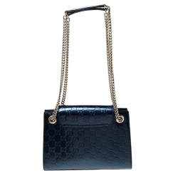 مملوكة مسبقًا Gucci Blue Guccissima Patent Leather Small Emily Chain Shoulder Bag