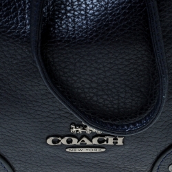 Pre Owned Coach Navy Blue Leather Drawstring Bucket Bag