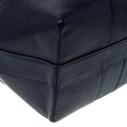 Pre Owned Coach Navy Blue Leather Drawstring Bucket Bag
