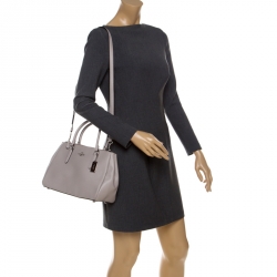 Pre Owned Coach Grey Leather Surrey Carryall Tote