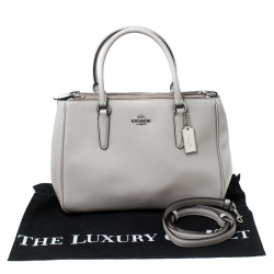 Pre Owned Coach Grey Leather Surrey Carryall Tote