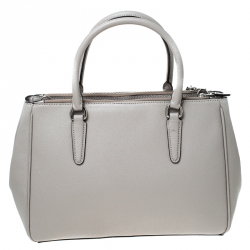 Pre Owned Coach Grey Leather Surrey Carryall Tote