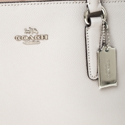 Pre Owned Coach Grey Leather Surrey Carryall Tote
