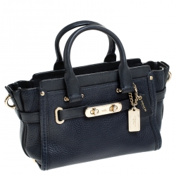 Pre Owned Coach Navy Blue Leather Swagger 20 Tote