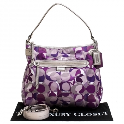 Coach Lilac Signature Canvas and Leather Hobo 