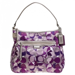 Coach Lilac Signature Canvas and Leather Hobo 