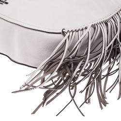 Pre Owned Coach Off White Leather Nomad Fringe Hobo