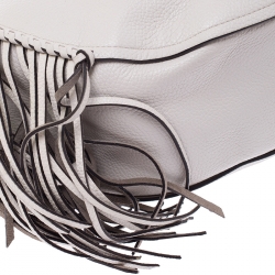 Pre Owned Coach Off White Leather Nomad Fringe Hobo