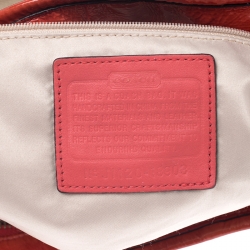 Pre Owned Coach Beige/Orange Signature Canvas and Patent Leather Katarina Hobo