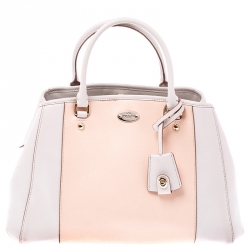 Coach Light Orange/Beige Leather Margot Carryall Satchel