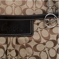 Pre Owned Coach Beige Canvas and Leather Shopper Tote