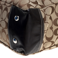 Pre Owned Coach Beige Canvas and Leather Shopper Tote