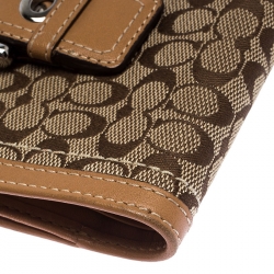  Coach Beige/Tan Signature Canvas and Leather Compact Wallet