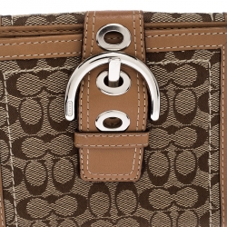  Coach Beige/Tan Signature Canvas and Leather Compact Wallet