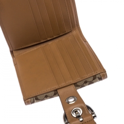  Coach Beige/Tan Signature Canvas and Leather Compact Wallet