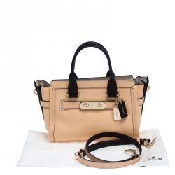 Pre Owned Coach Peach/Black Leather Swagger 27 Tote