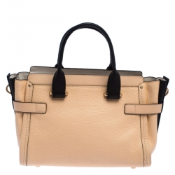 Pre Owned Coach Peach/Black Leather Swagger 27 Tote