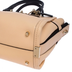 Pre Owned Coach Peach/Black Leather Swagger 27 Tote